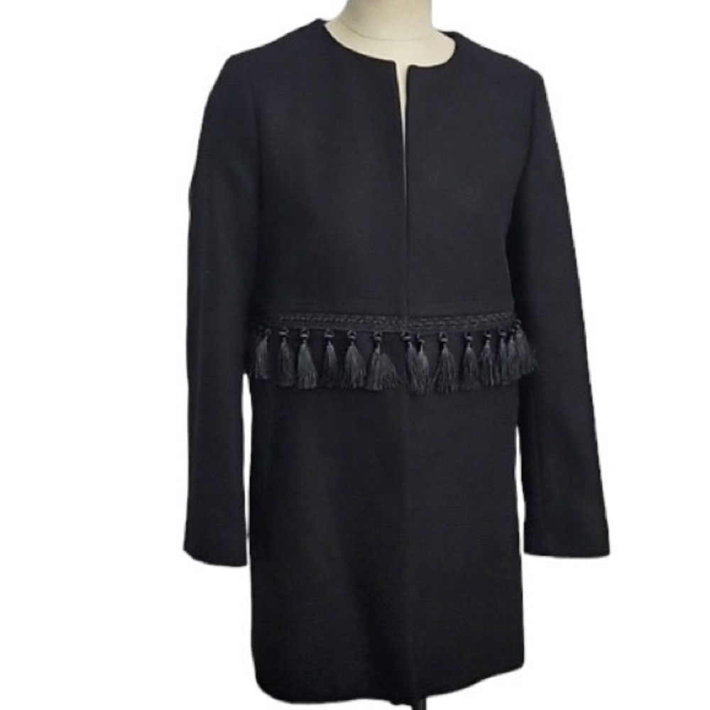 Zara Wool Blend Tasseled Overcoat - Picture 4 of 8